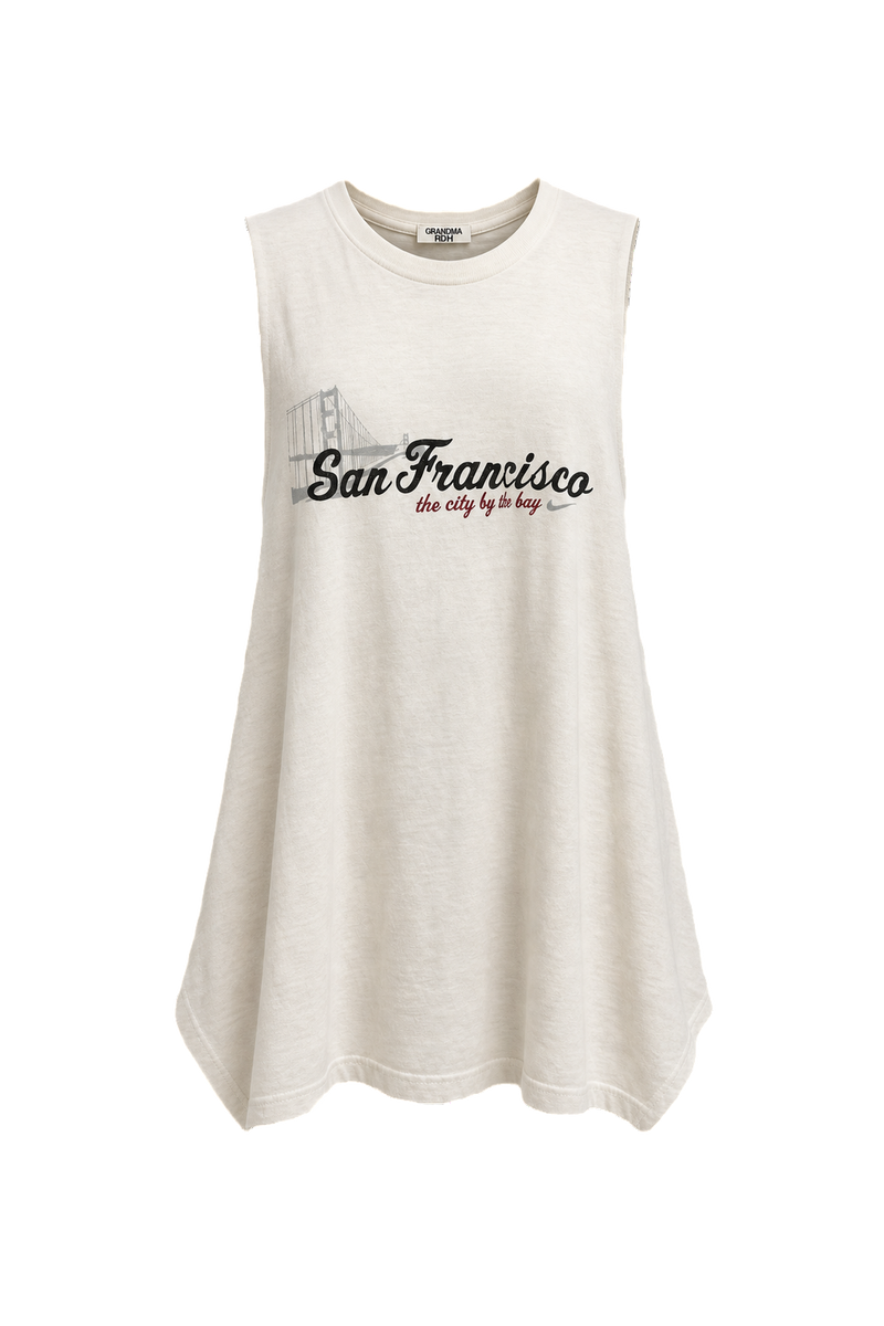 1990s White Cotton Tank Top - Front View