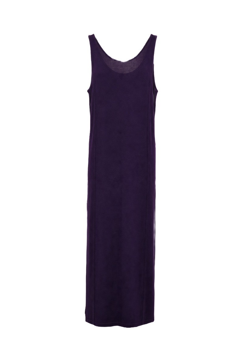 1990s Deep Purple Jersey Maxi Dress - Front View