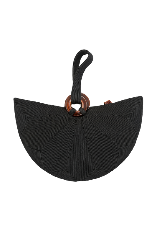 1940s Black Leather Handbag - Front View
