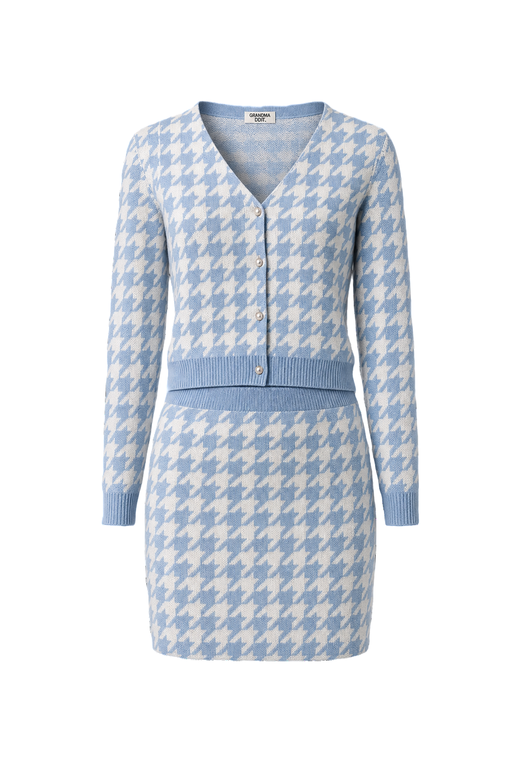1980s Light Blue Knit 2-Piece Set - Front View