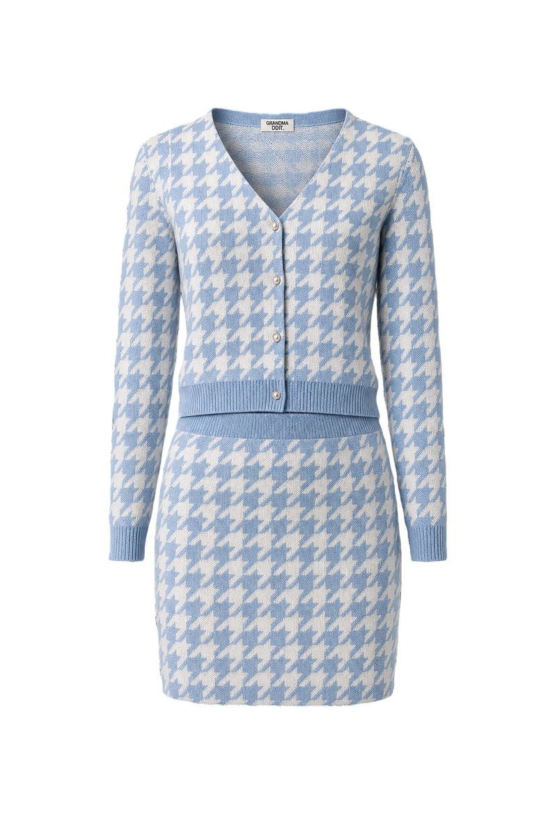 1980s Light Blue Knit 2-Piece Set - Front View