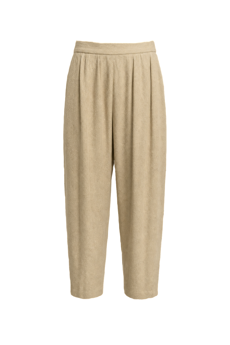 1990s Cream Polyester Pants - Front View