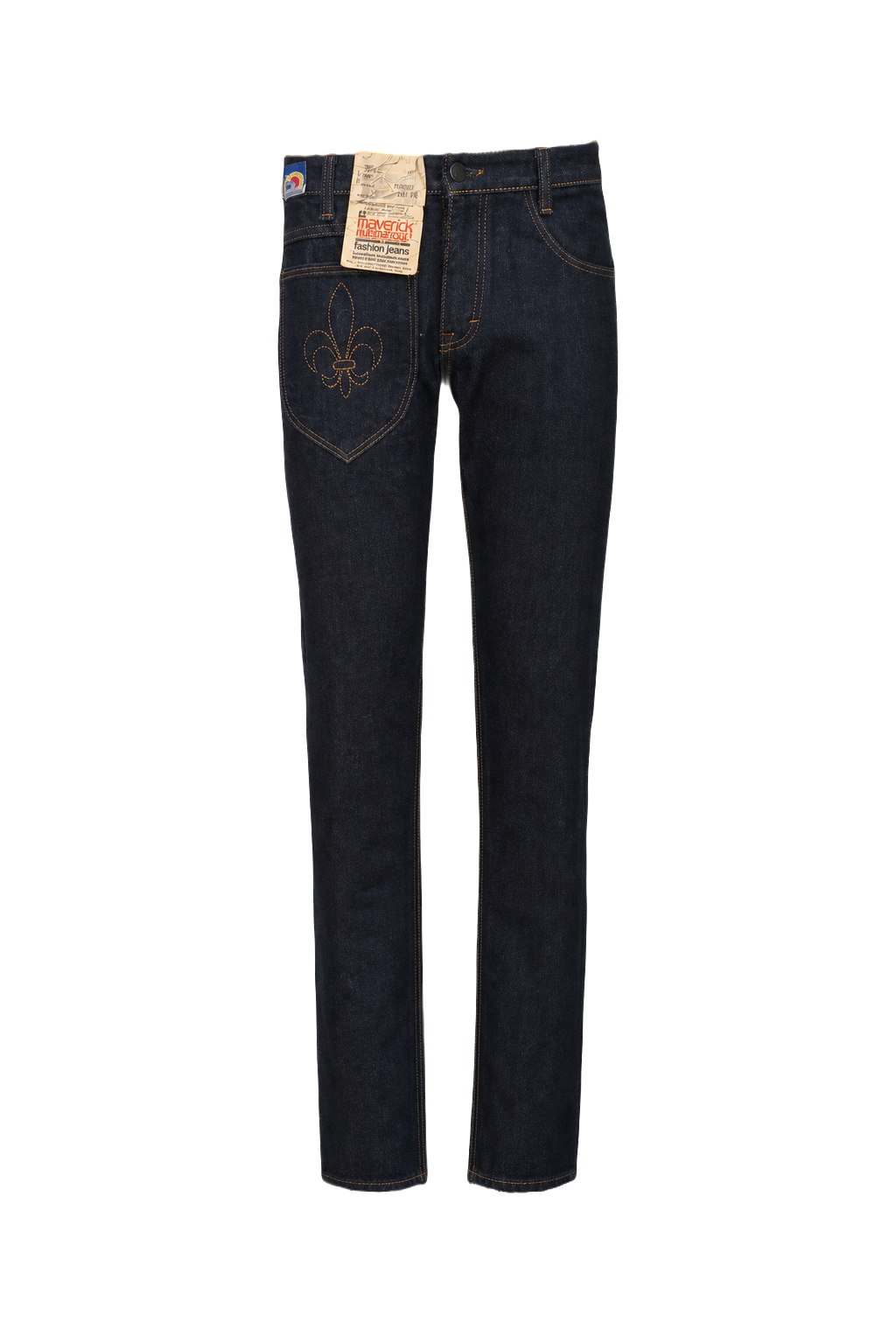 1970s Dark Blue Cotton Denim Jeans - Front View