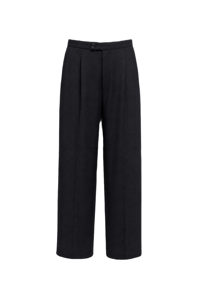 1980s Navy Blue Wool Trousers - Front View