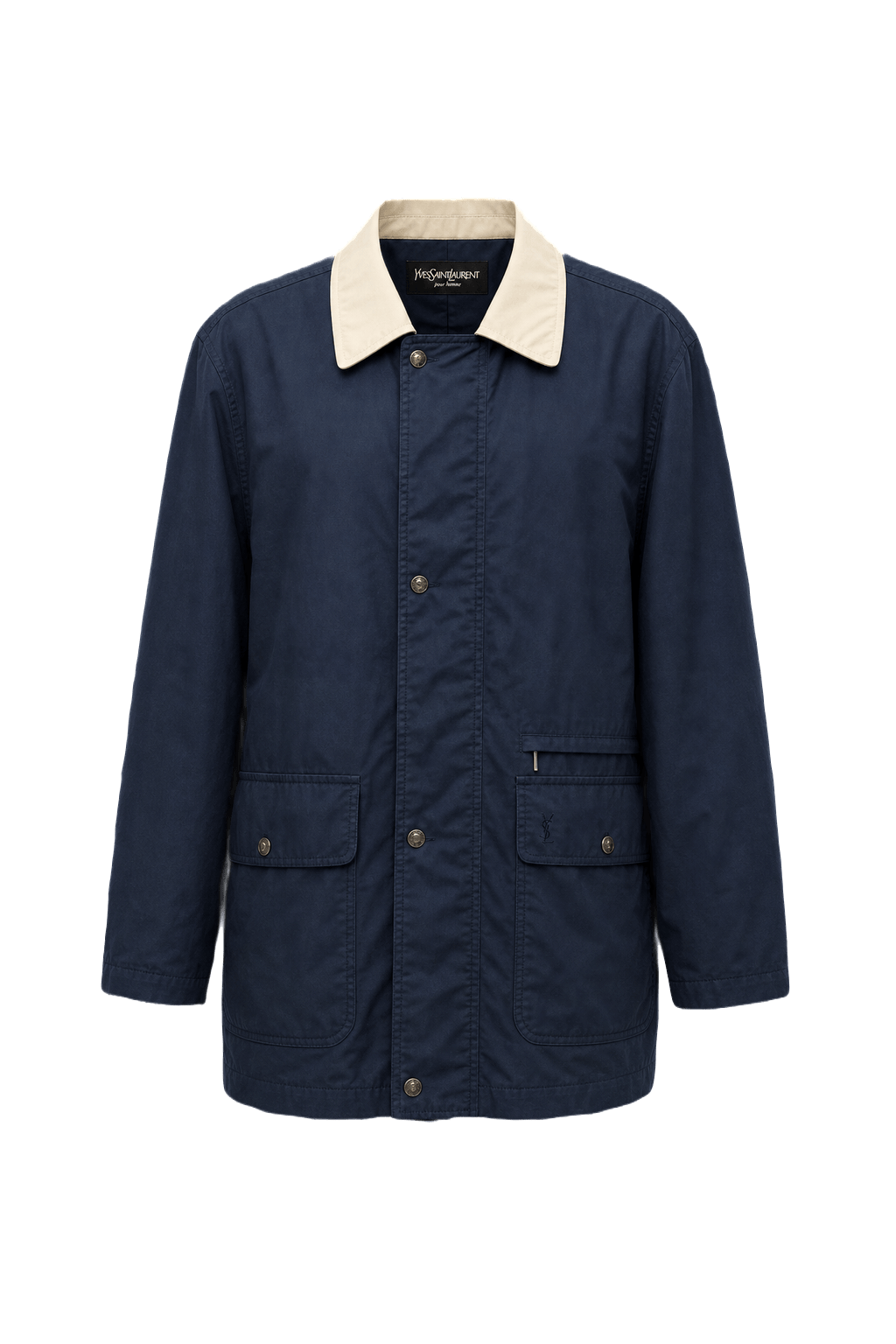 1990s Navy Blue Wool Blend Jacket - Front View