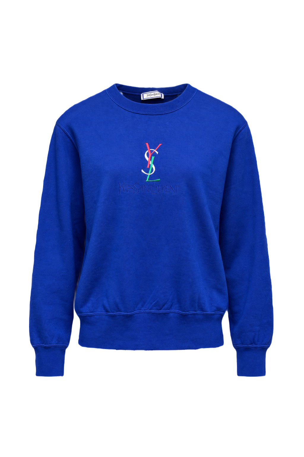 1990s Bright Blue Cotton Sweater - Front View