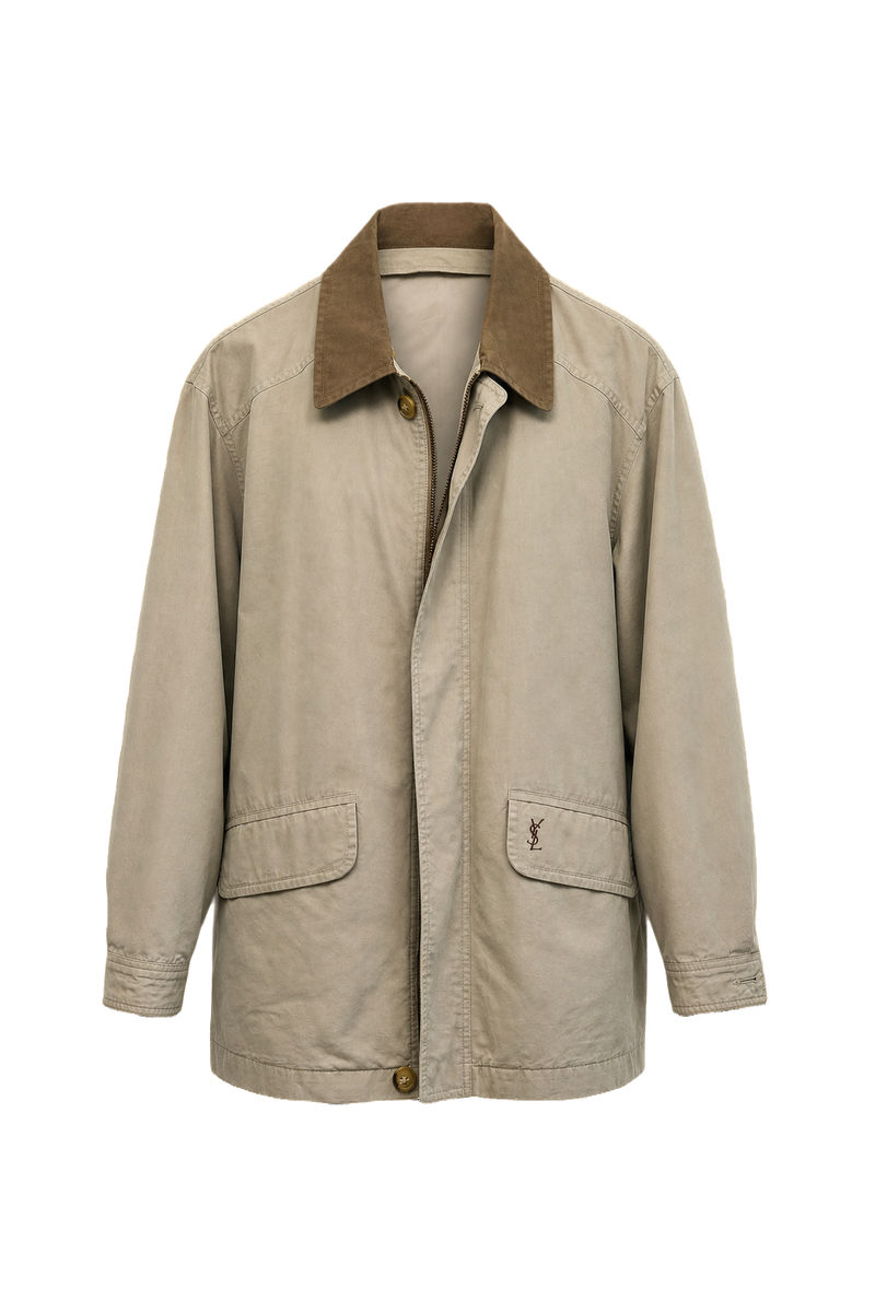 1990s Beige Nylon Blend Jacket - Front View