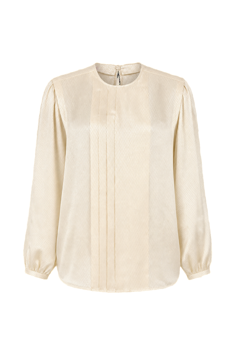 1980s Cream Silk Blend Blouse - Front View