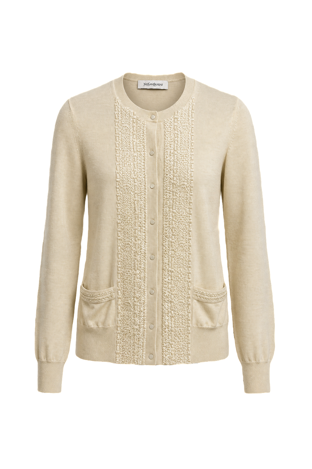 1980s Cream Wool Blend Cardigan - Front View
