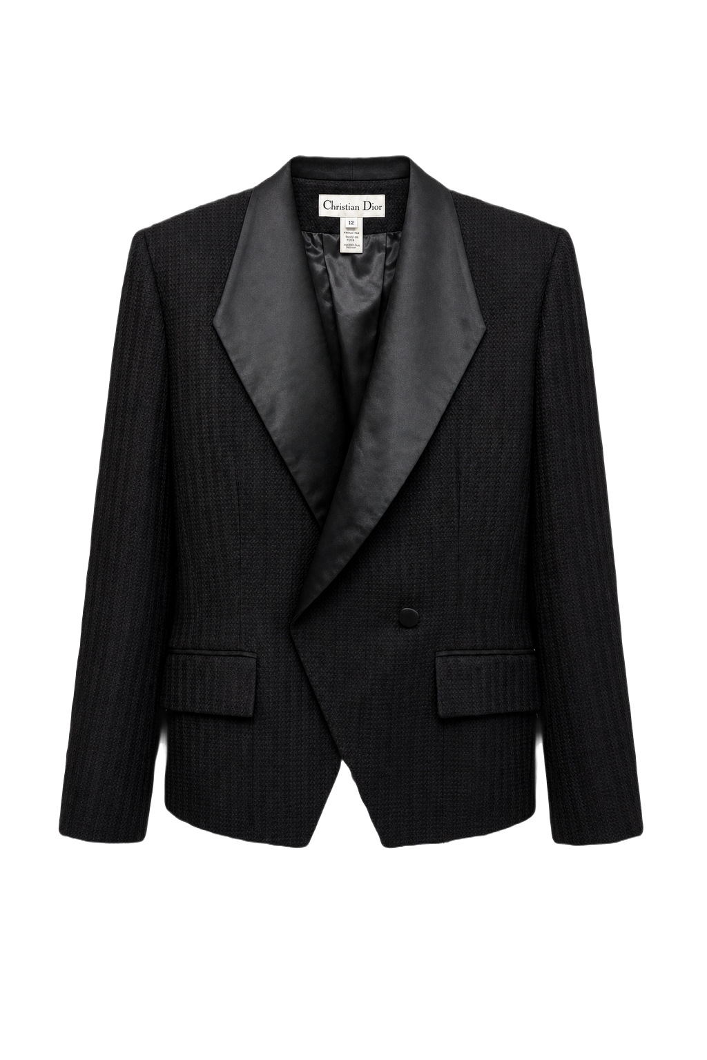 1980s Black Wool Blend Blazer - Front View