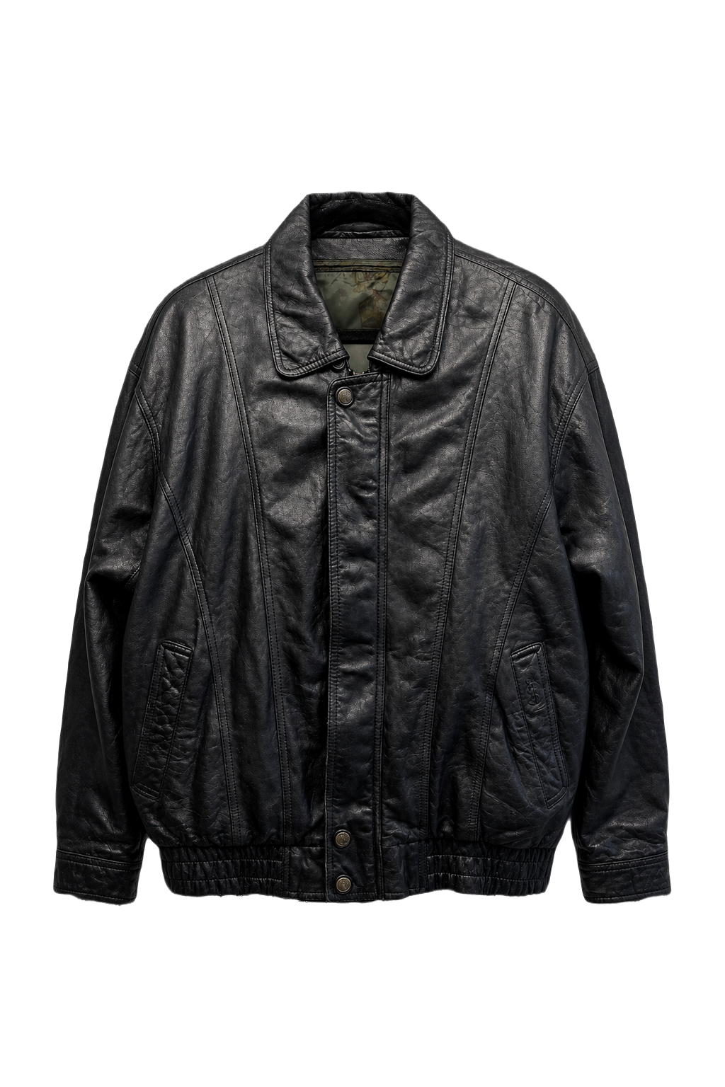 1980s Black Leather Jacket - Front View