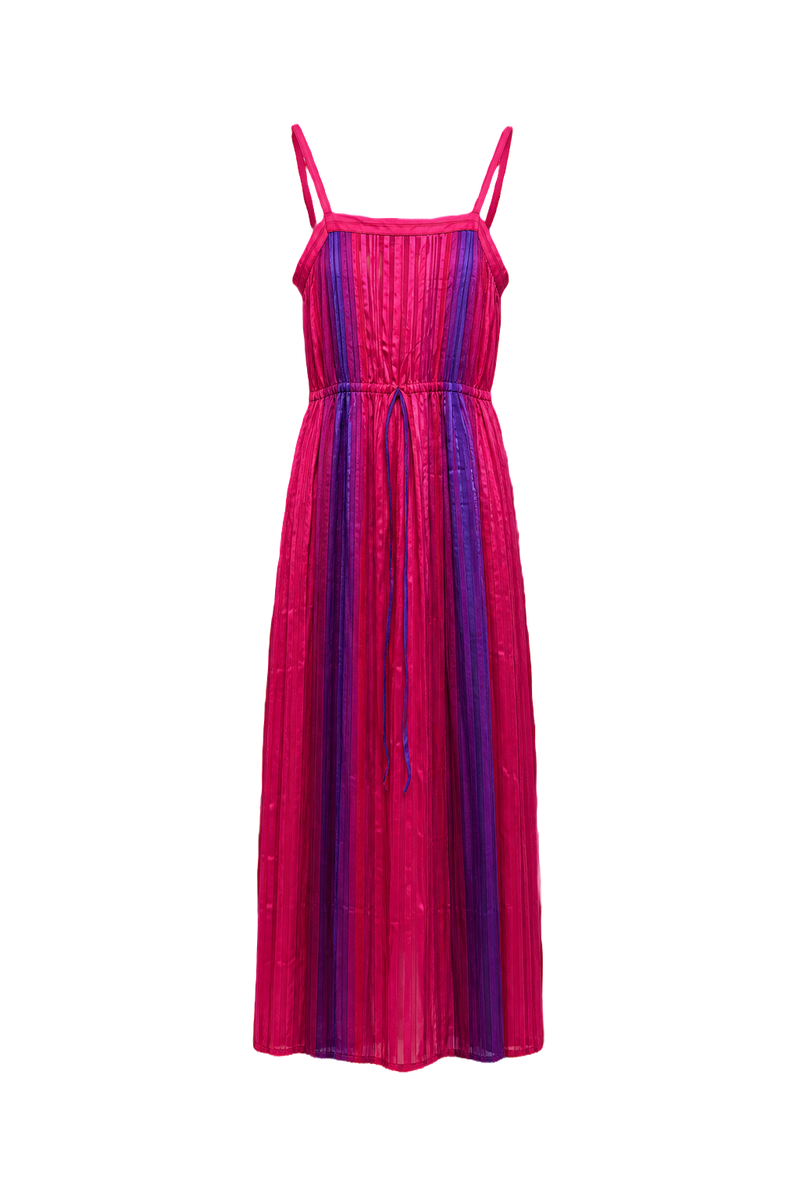 1970s Pink Synthetic Maxi Dress - Front View