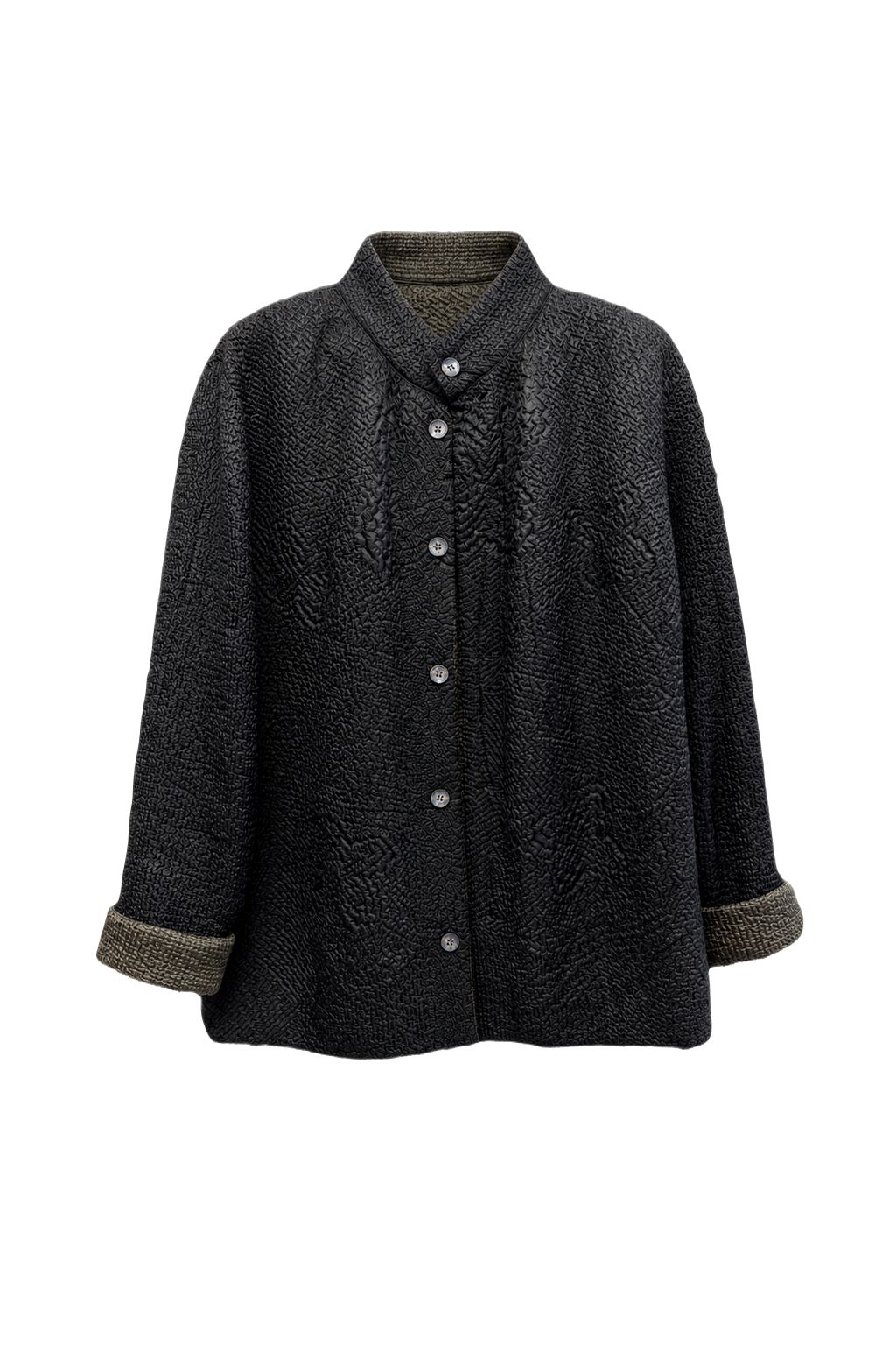 1990s Dark Gray Wool Blend Jacket - Front View