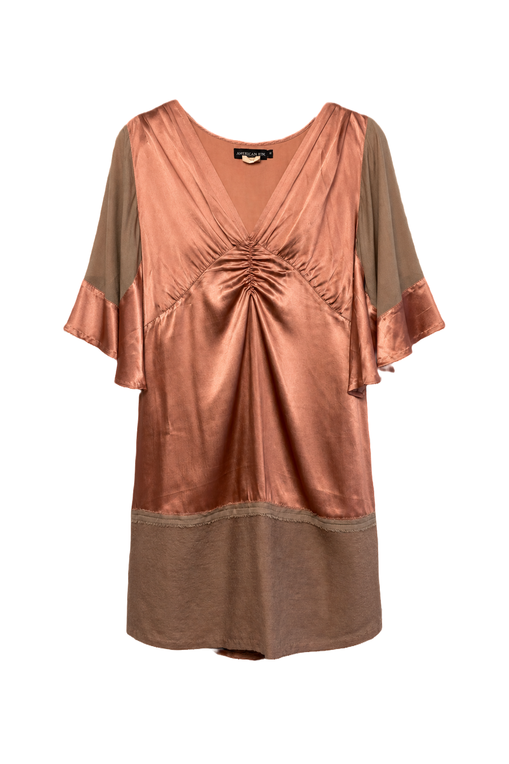 1970s Dusty Rose Silk Blend Mini Dress - Front View