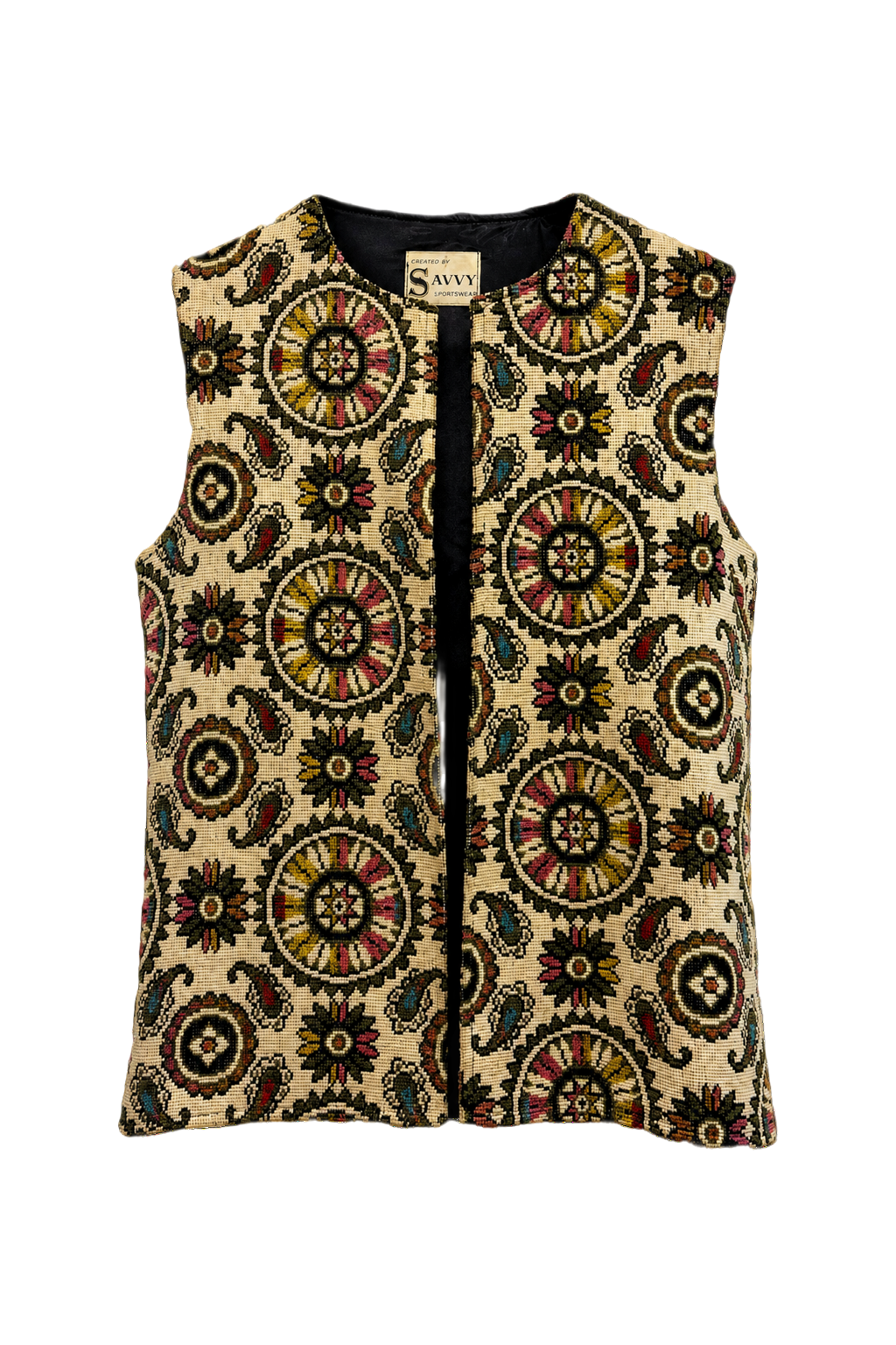 1970s Cream Cotton Blend Vest - Front View