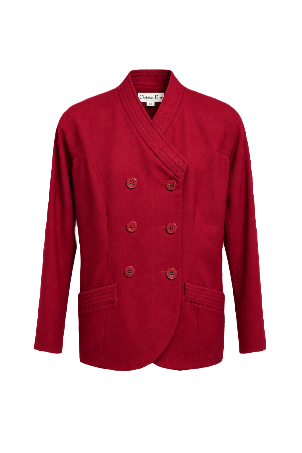 1980s Red Wool Blend Blazer - Front View