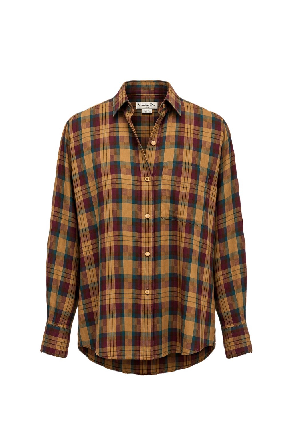1970s Brown Cotton Shirt - Front View