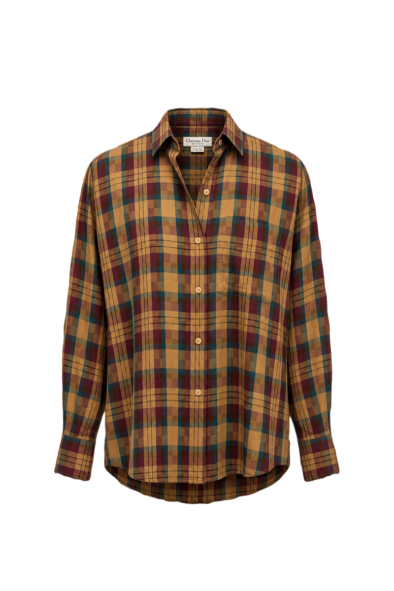 1970s Brown Cotton Shirt - Front View
