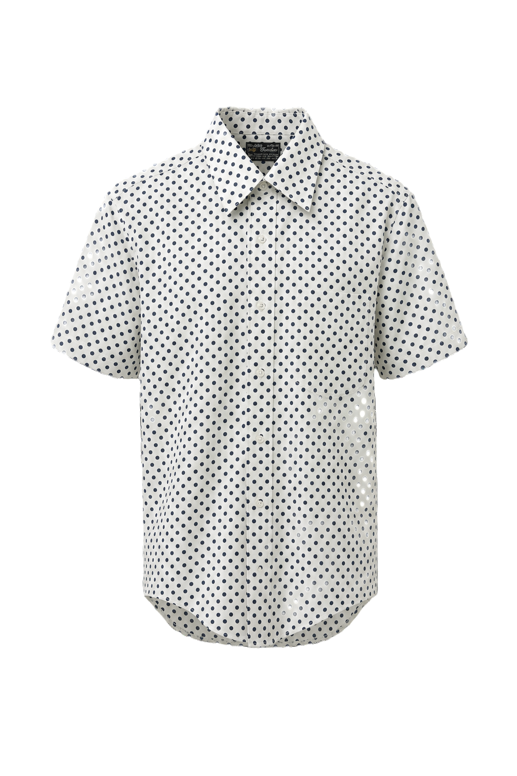 [1980s] White Cotton Polka Dot Shirt - Front View