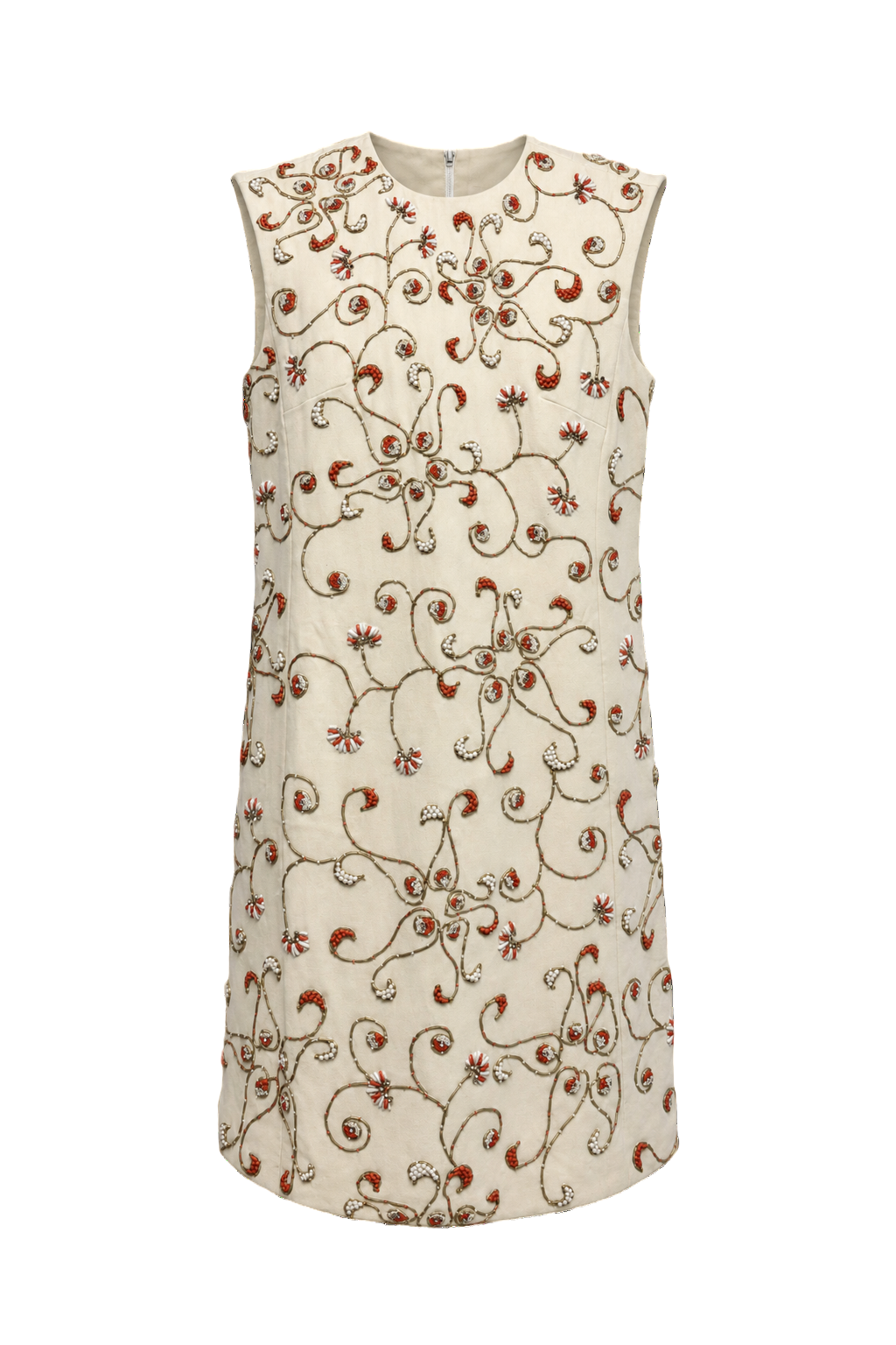 1960s Cream Silk Blend Shift Dress - Front View