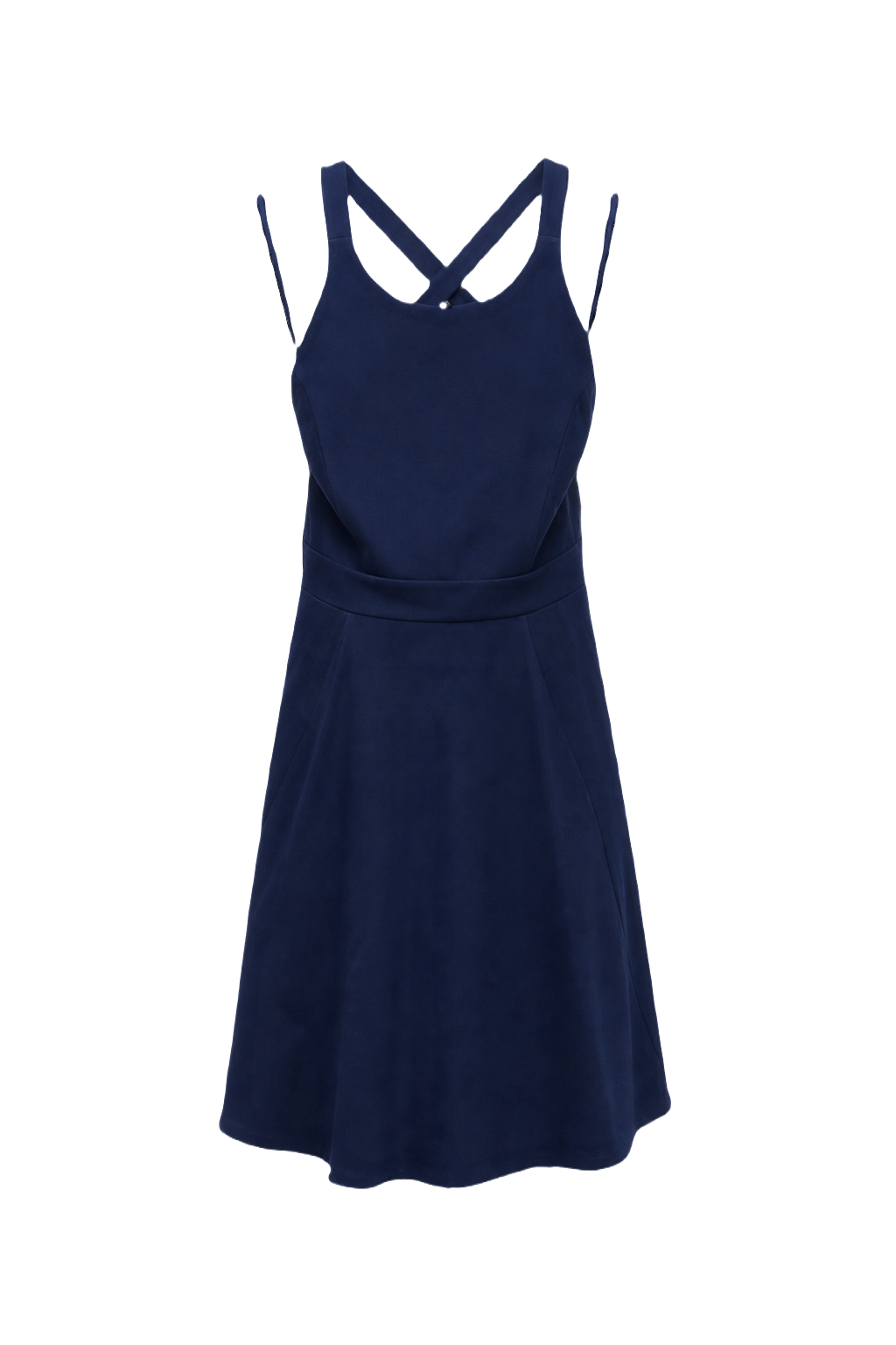 1990s Navy Blue Polyester Blend Mini Dress - Front View