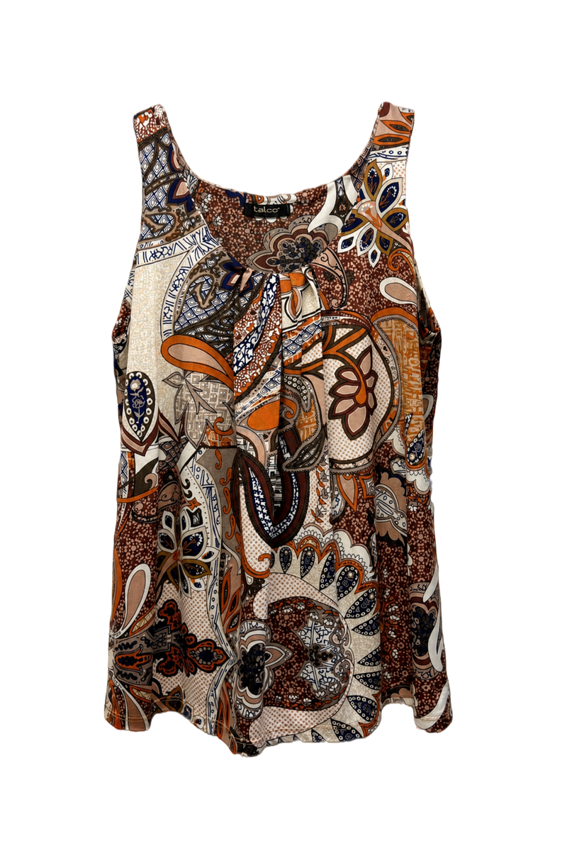 1990s Orange Brown Smooth Tank Top - Front View