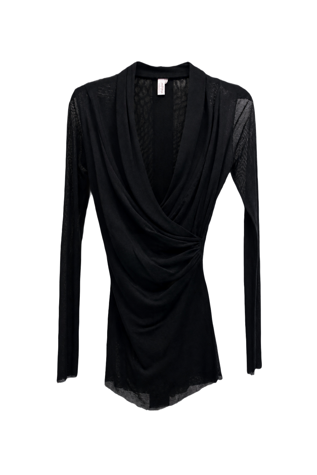 1990s Black Polyester Blend Top - Front View
