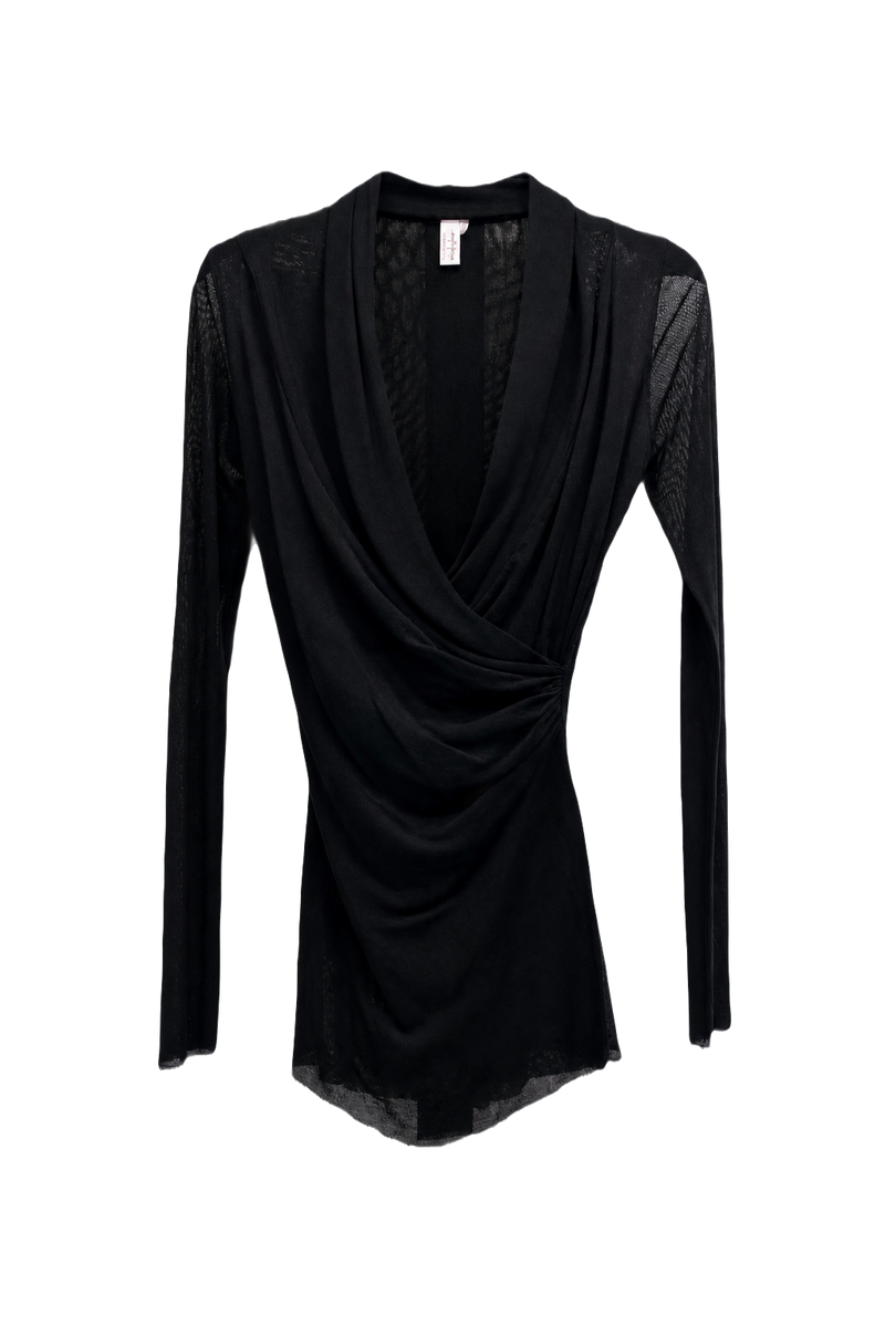 1990s Black Polyester Blend Top - Front View