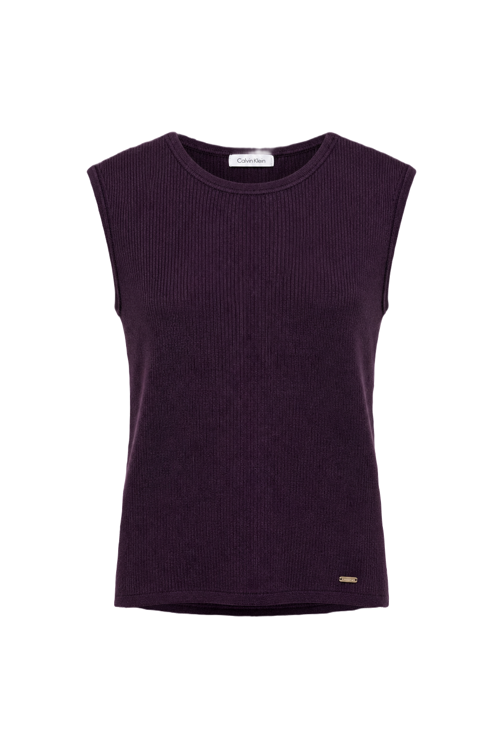 1990s Dark Plum Wool Blend Tank Top - Front View