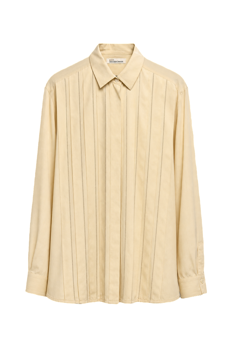 1980s Cream Silk Shirt - Front View
