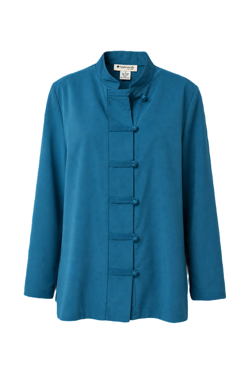1980s Teal Cotton Blend Shirt - Front View