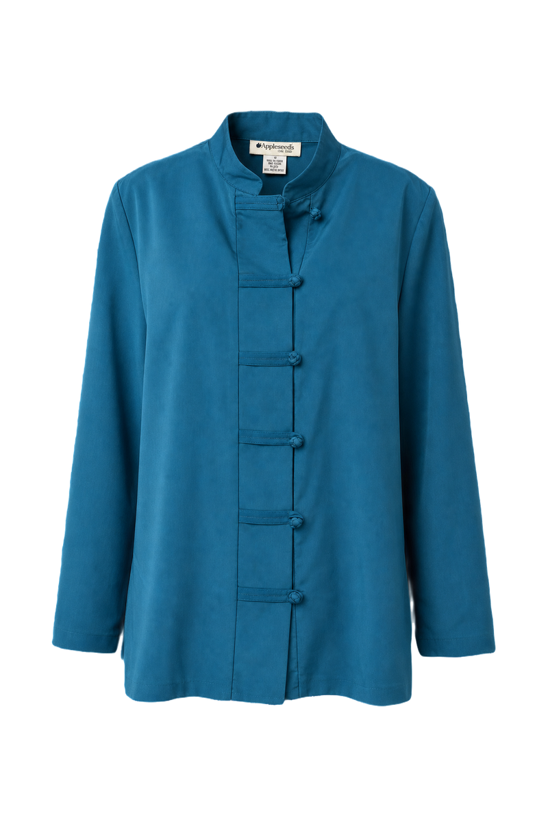1980s Teal Cotton Blend Shirt - Front View
