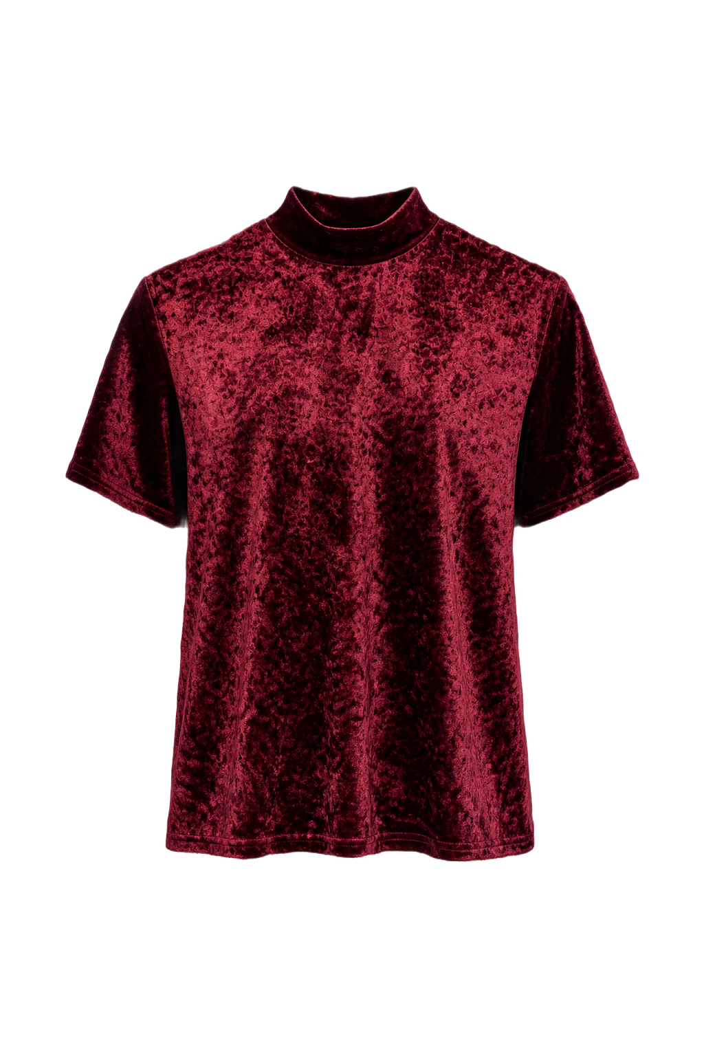 1980s Burgundy Velvet T-shirt - Front View