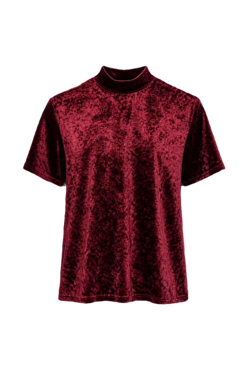 1980s Burgundy Velvet T-shirt - Front View