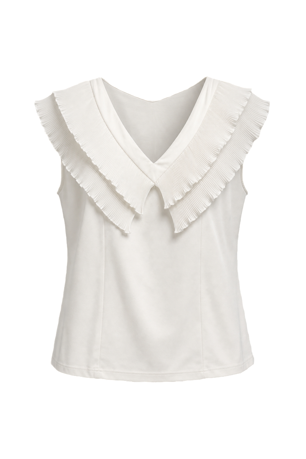 1980s Cream White Polyester Blouse - Front View