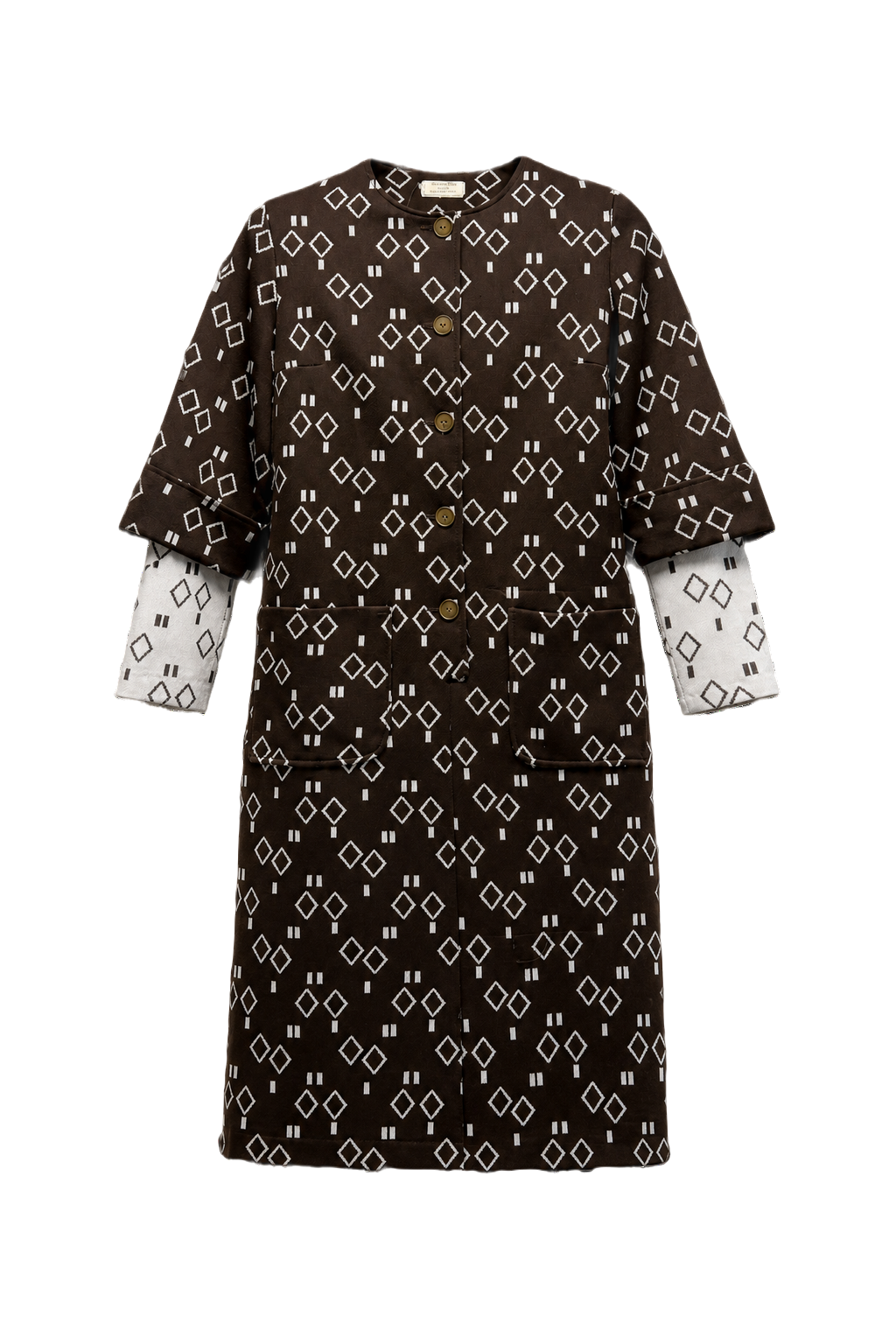 1960s Brown Cotton Blend Shift Dress - Front View