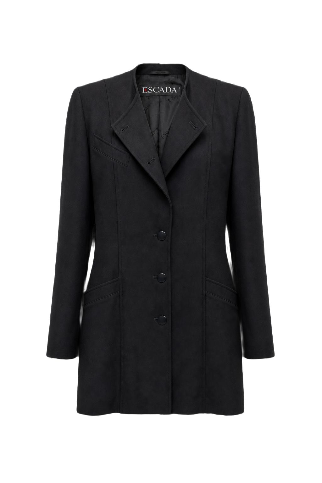 [1980s] Black Wool Blend Blazer - Front View