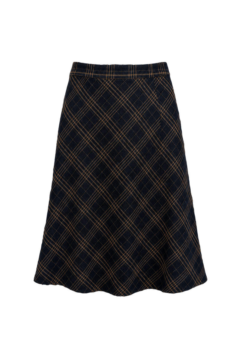1940s Navy Cotton Blend Skirt - Front View