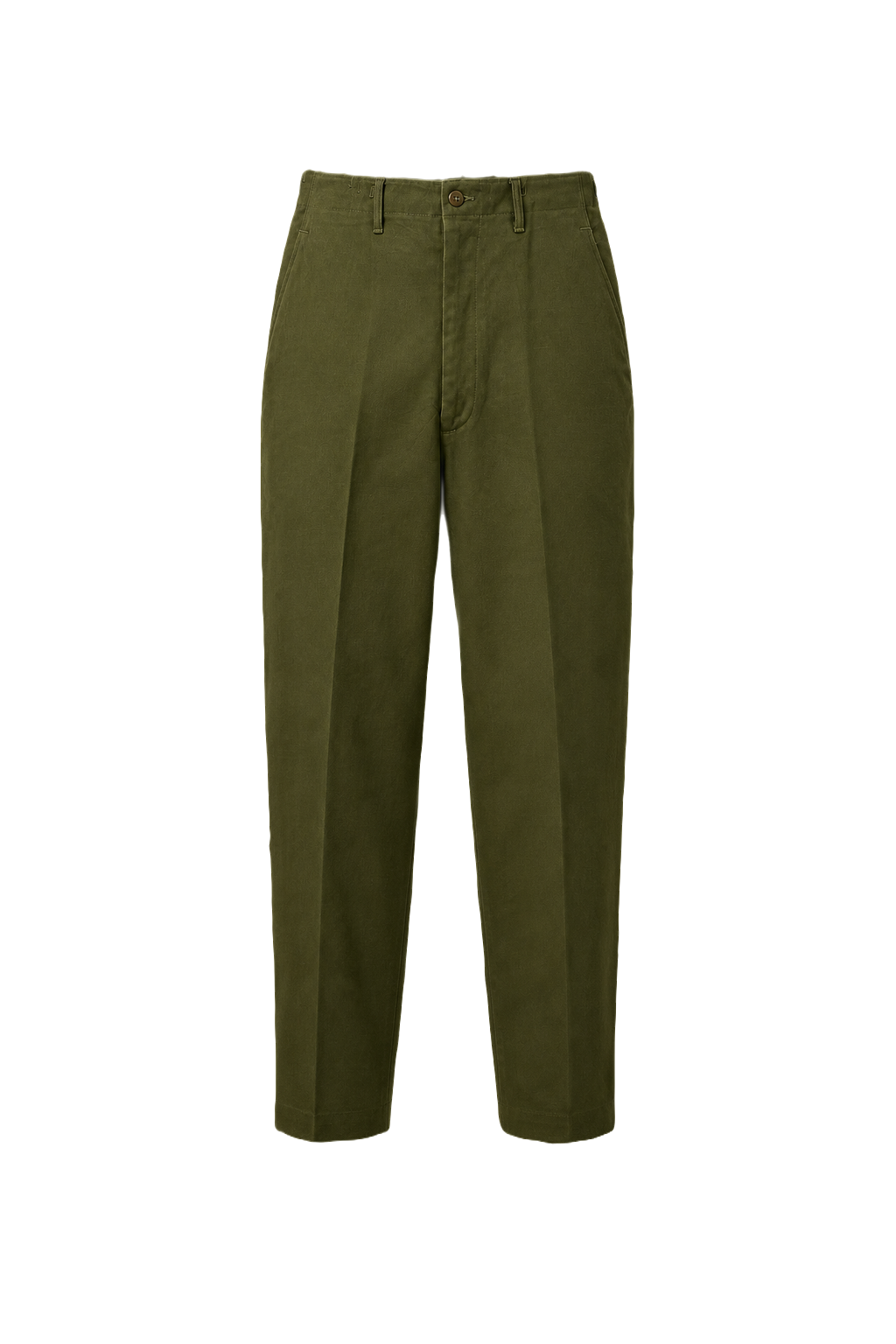 1940s Olive Green Cotton Trousers - Front View