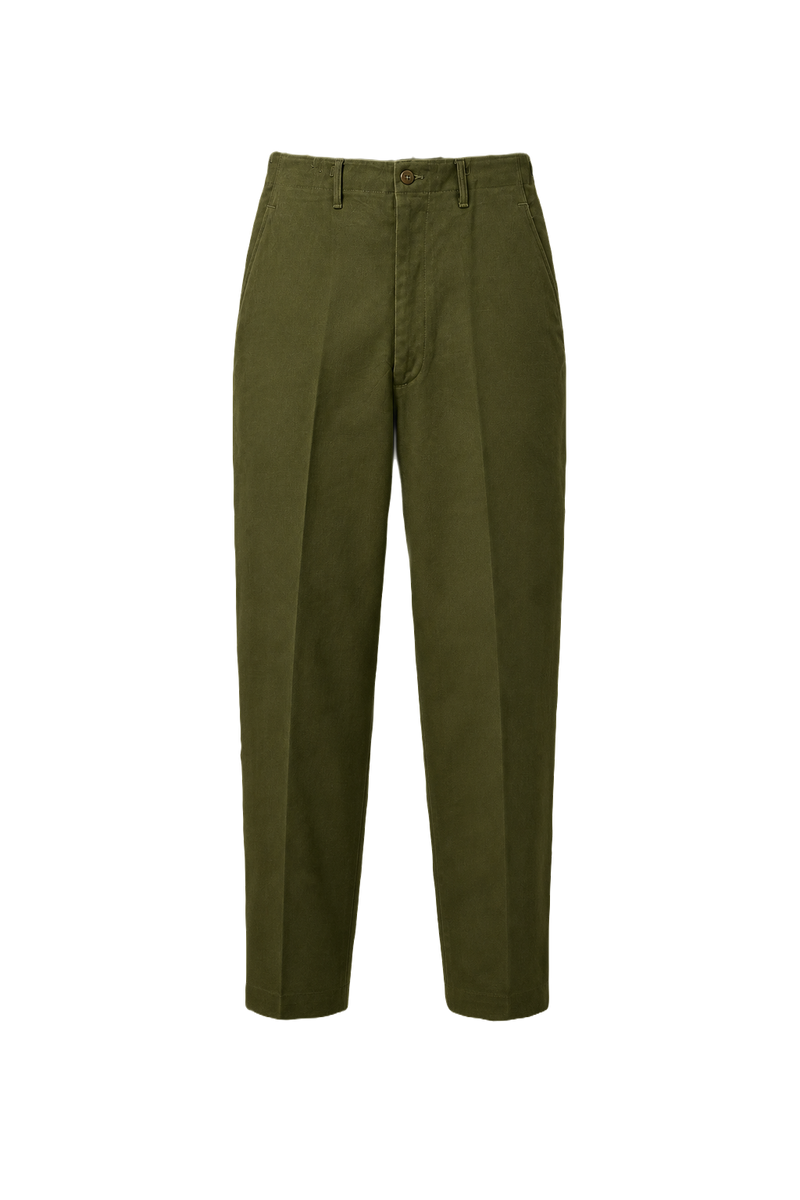 1940s Olive Green Cotton Trousers - Front View