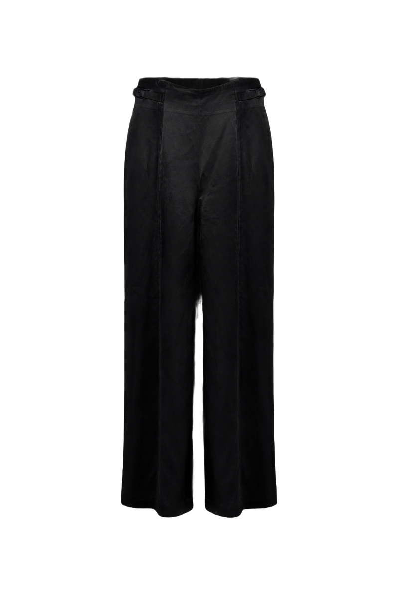 1990s Black Wool Blend Trousers - Front View