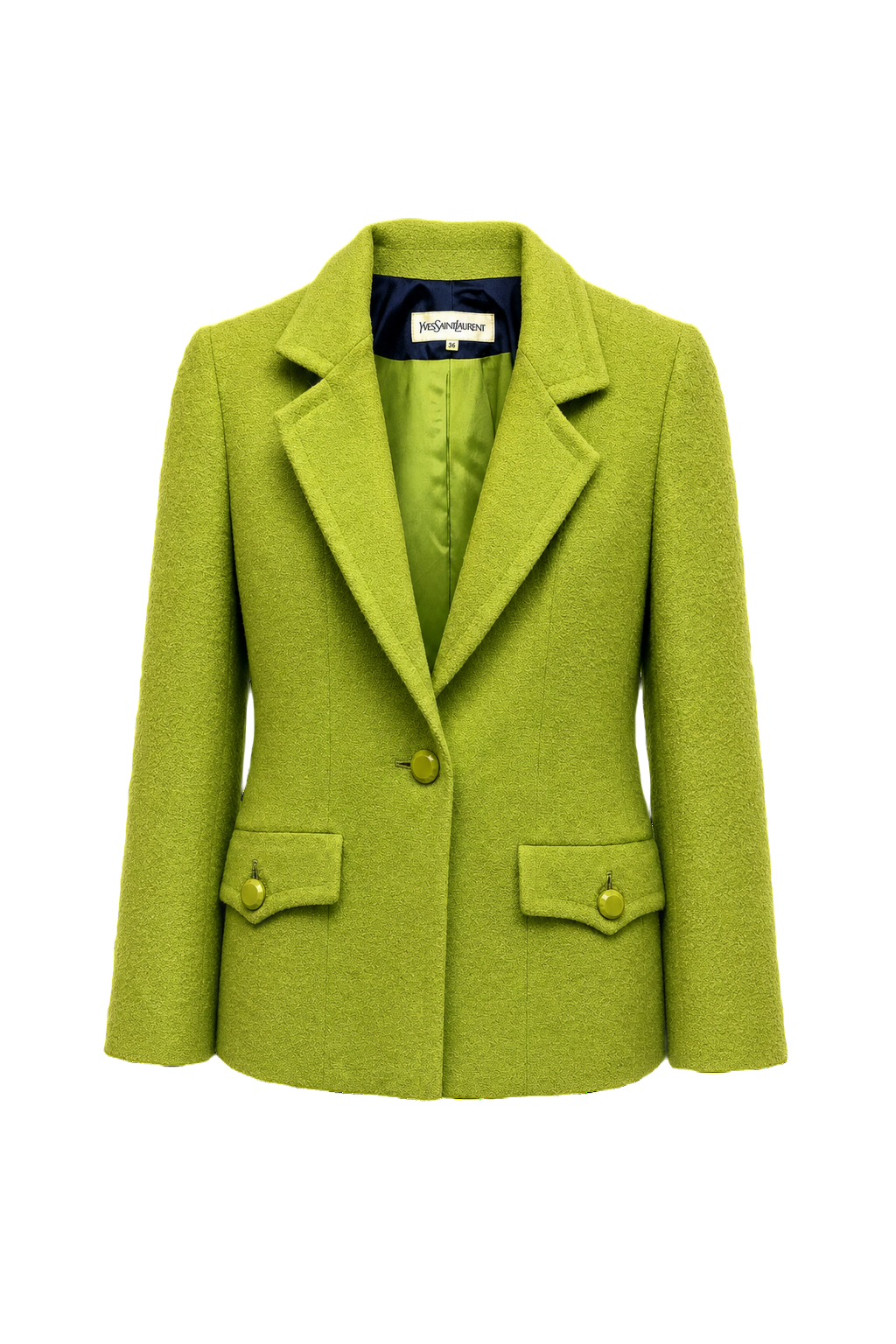 1980s Lime Green Wool Blend Blazer - Front View
