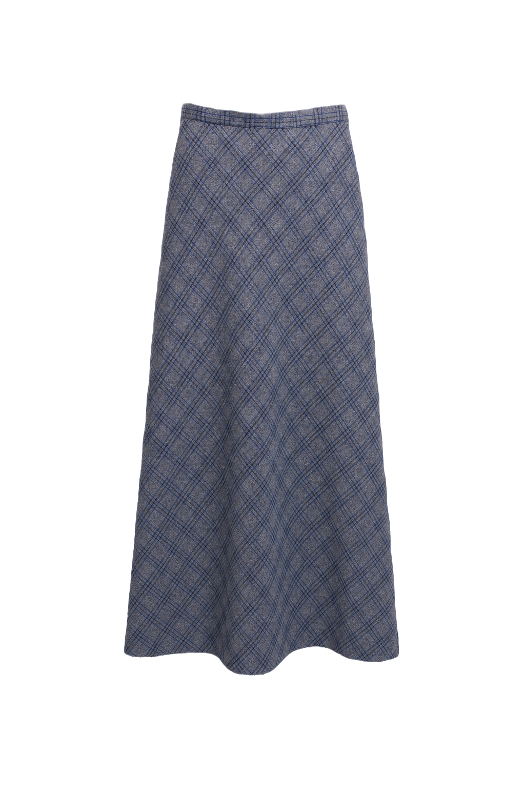 1970s Blue Cotton Blend Skirt - Front View