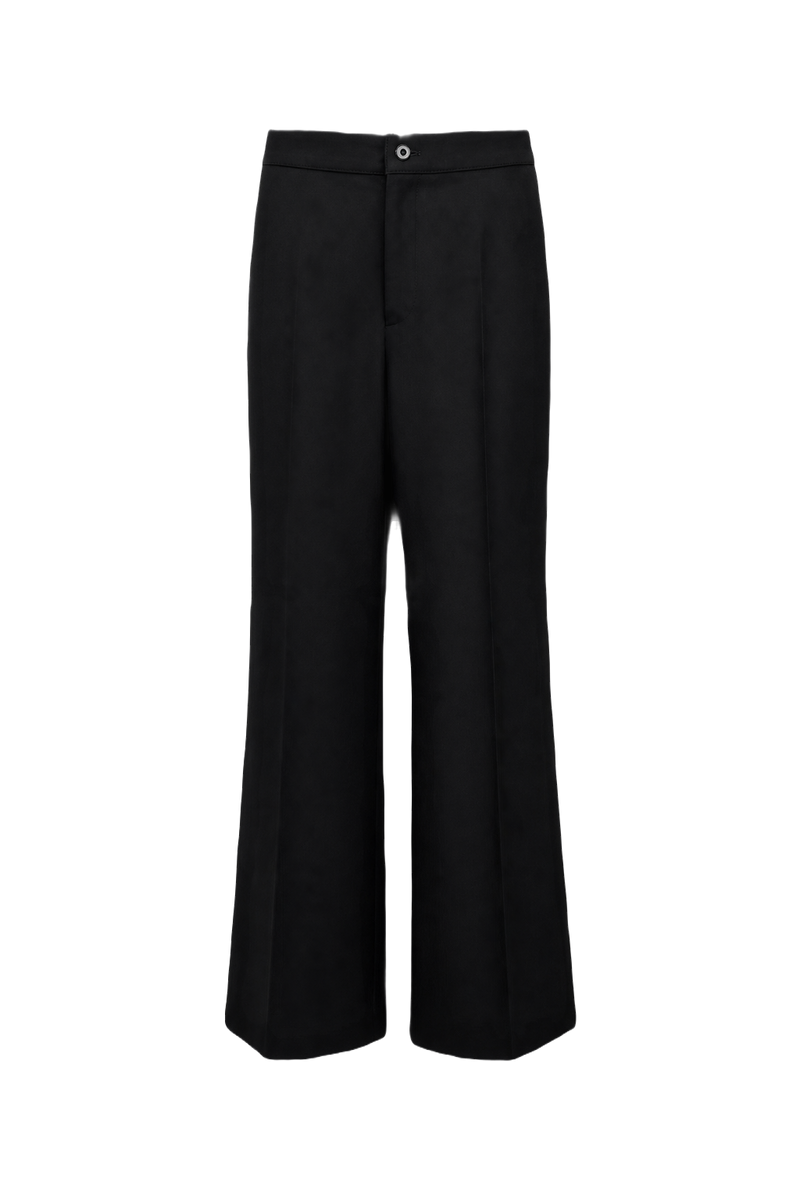 1980s Black Wool Blend Pants - Front View