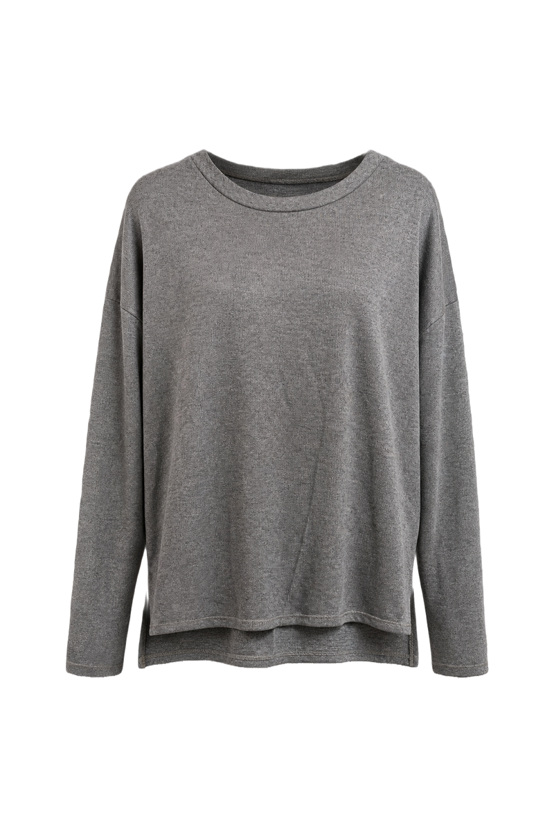 1980s Grey Cotton Long-Sleeve Shirt - Front View
