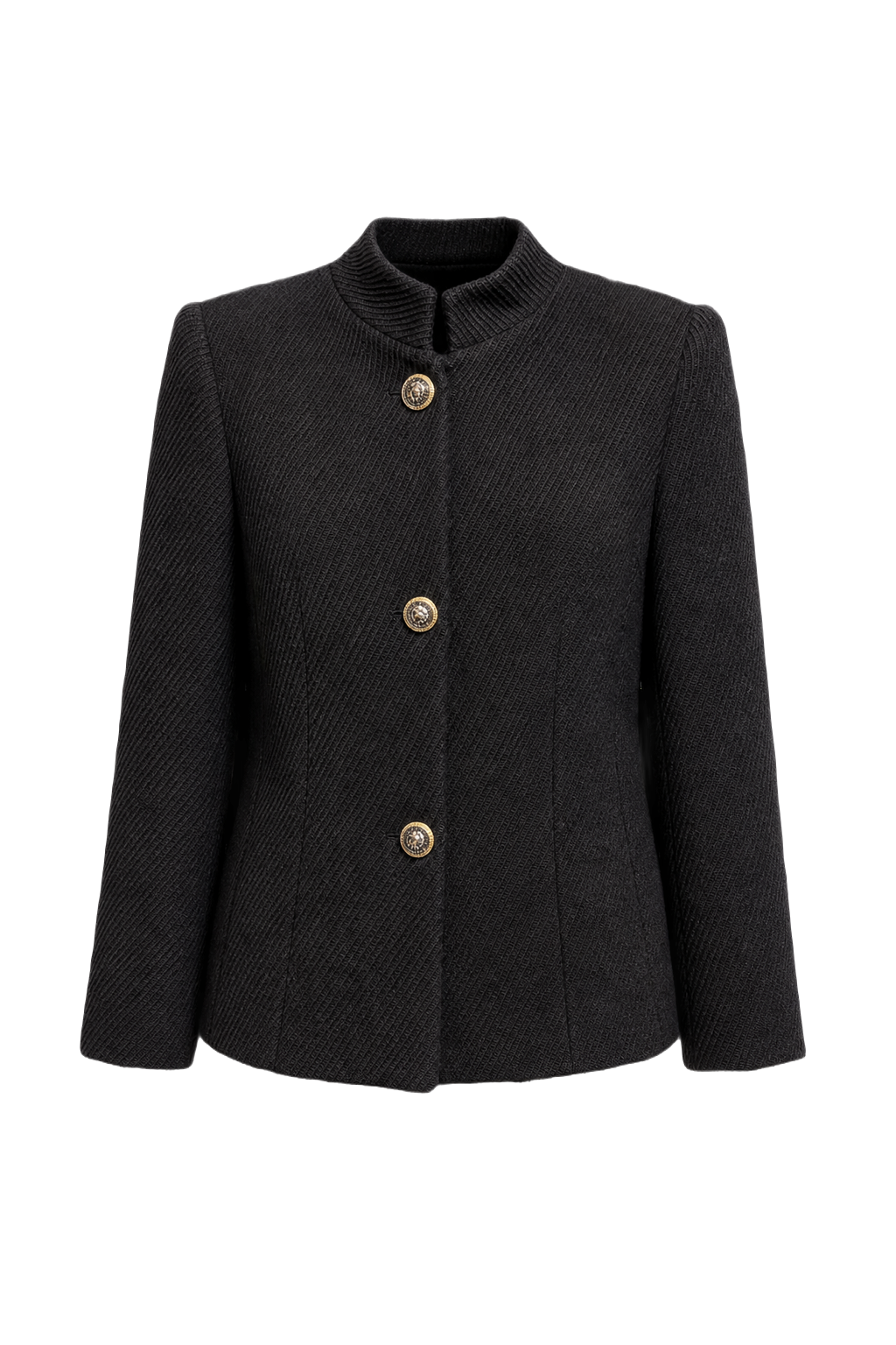 1980s Black Wool Blazer - Front View