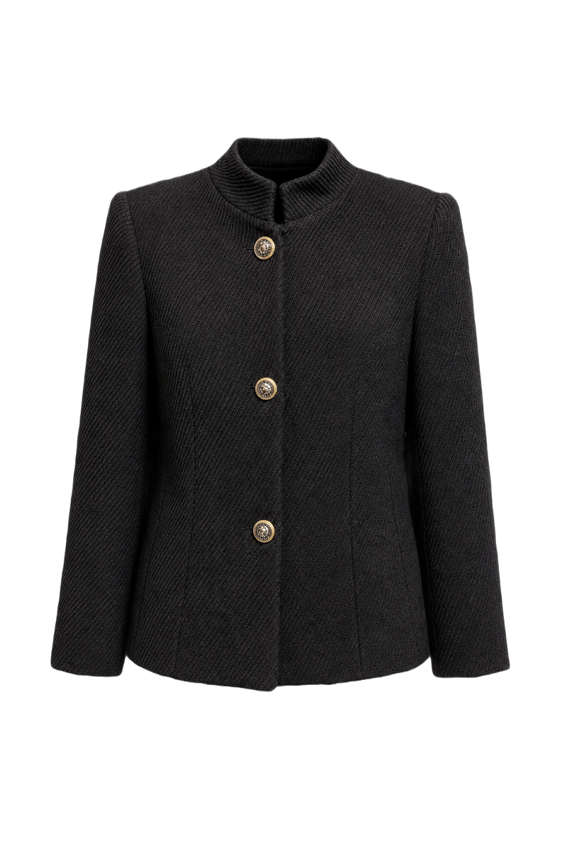 1980s Black Wool Blazer - Front View