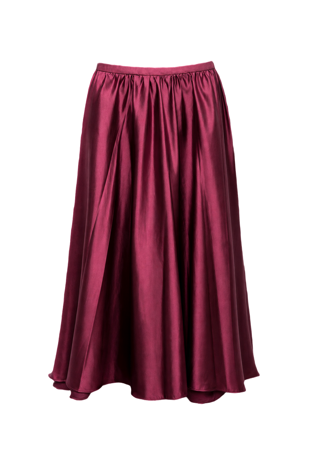 1970s Burgundy Satin Skirt - Front View
