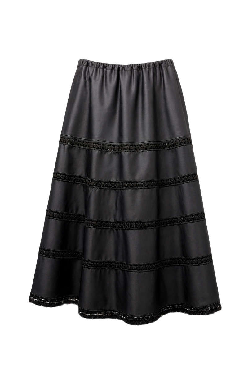 1950s Black Polyester Skirt - Front View