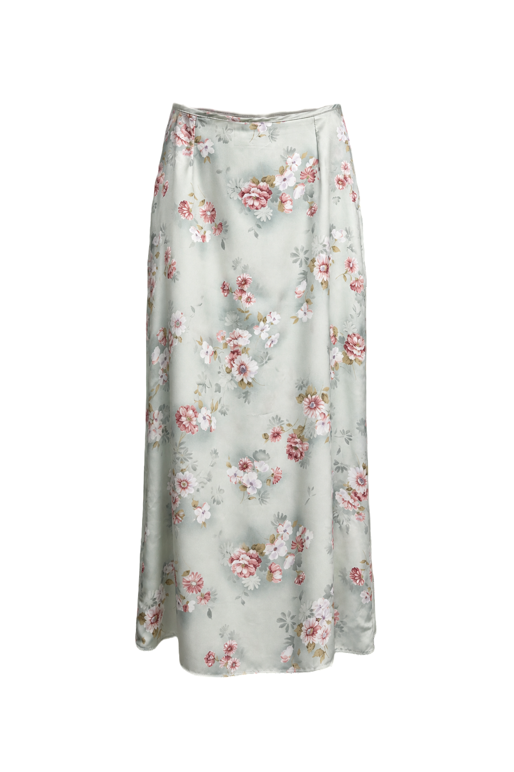 1970s Light Blue Polyester Skirt - Front View